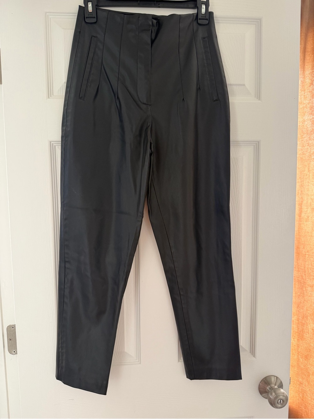 Zara Black Faux Leather Straight Leg Trousers
